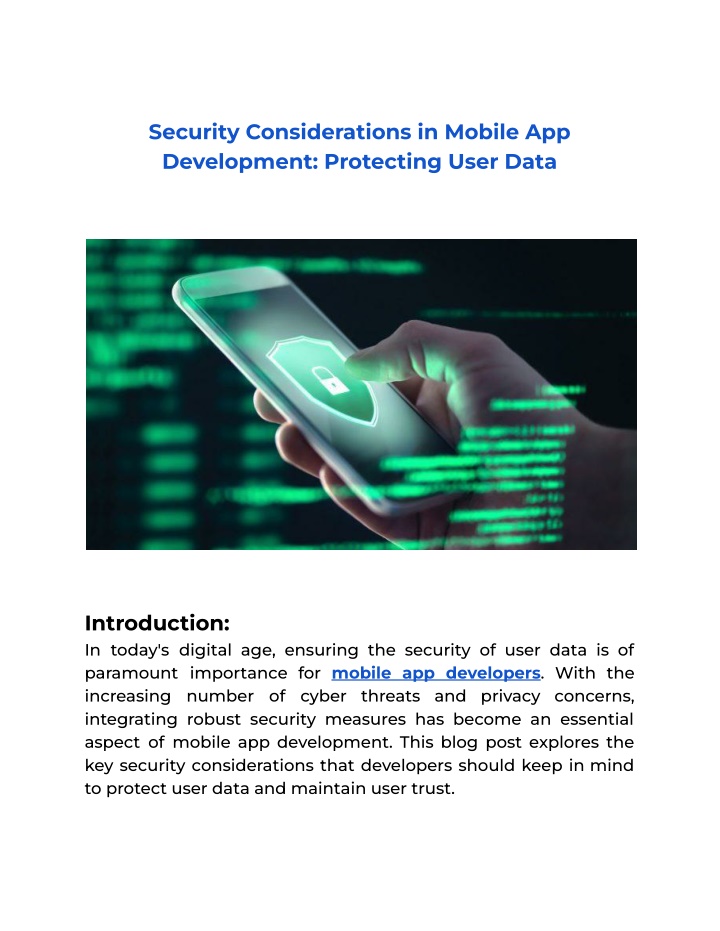 security considerations in mobile app development