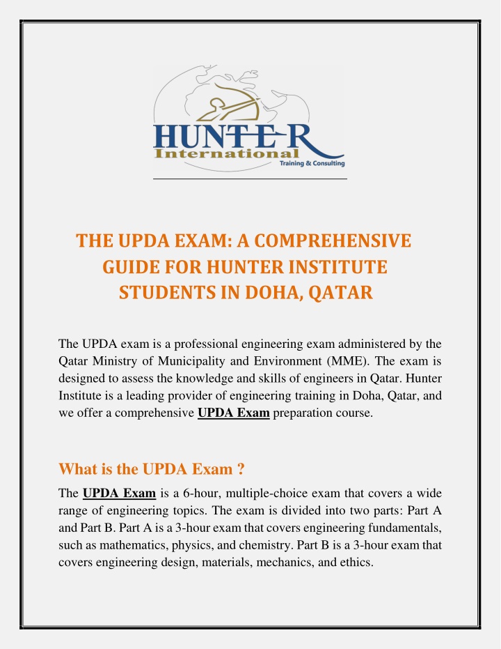 the upda exam a comprehensive guide for hunter