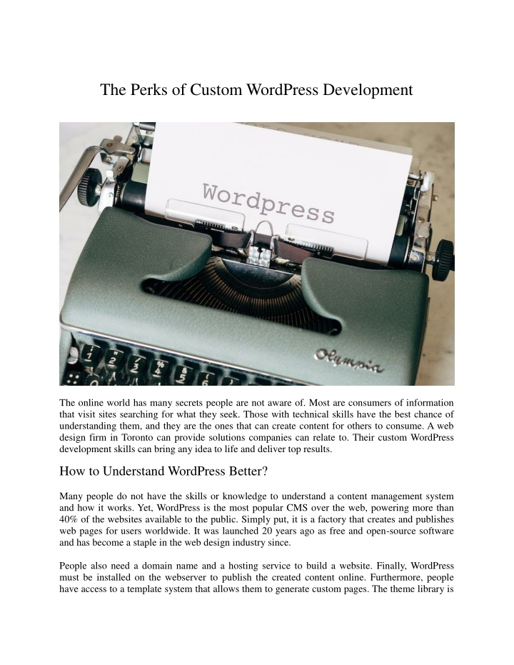 the perks of custom wordpress development