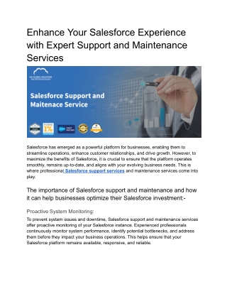 Enhance Your Salesforce Experience with Expert Support and Maintenance Services