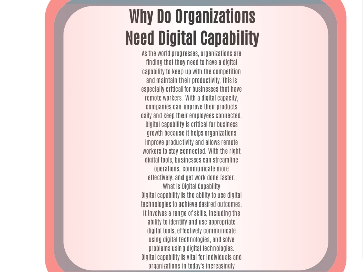 why do organizations need digital capability