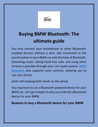 Buying BMW Bluetooth: The ultimate guide
