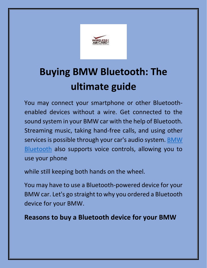buying bmw bluetooth the ultimate guide