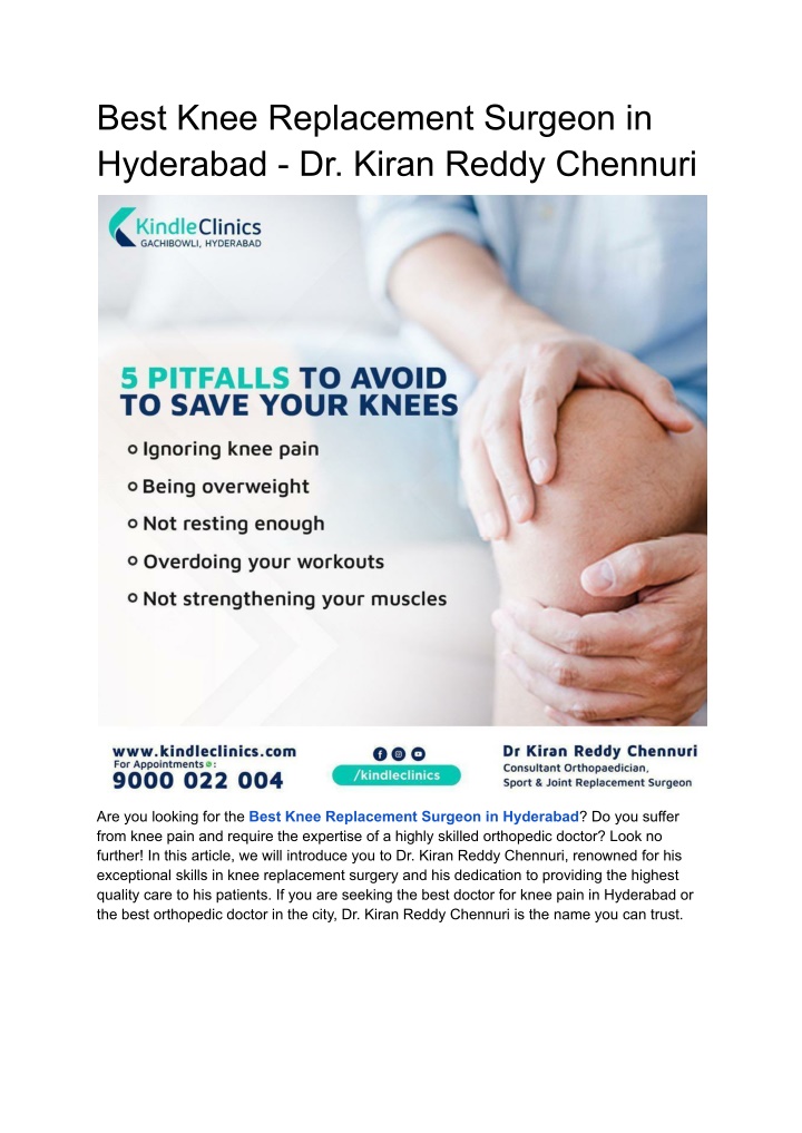 best knee replacement surgeon in hyderabad