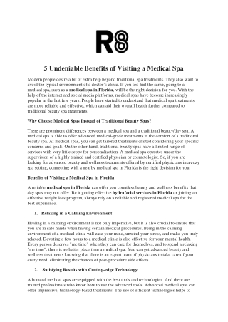 5 Undeniable Benefits of Visiting a Medical Spa