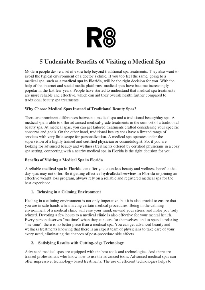 5 undeniable benefits of visiting a medical spa
