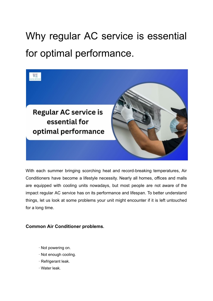 why regular ac service is essential