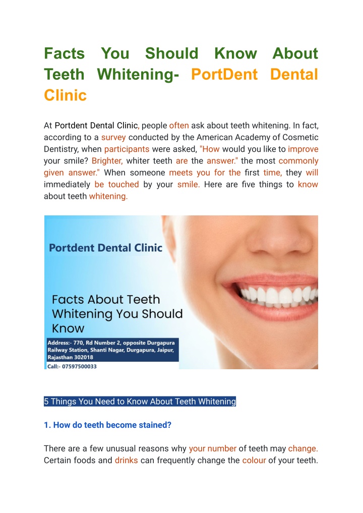 facts teeth whitening portdent dental clinic