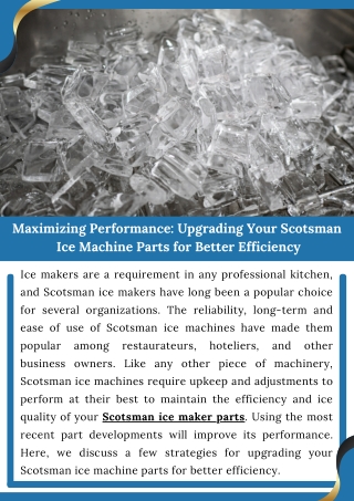Maximizing Performance: Upgrading Your Scotsman Ice Machine Parts for Better Eff