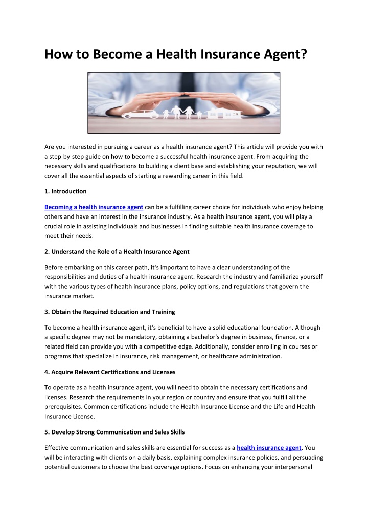 how to become a health insurance agent