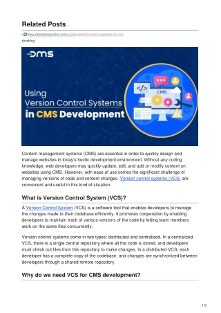 Using Version Control Systems for CMS Development