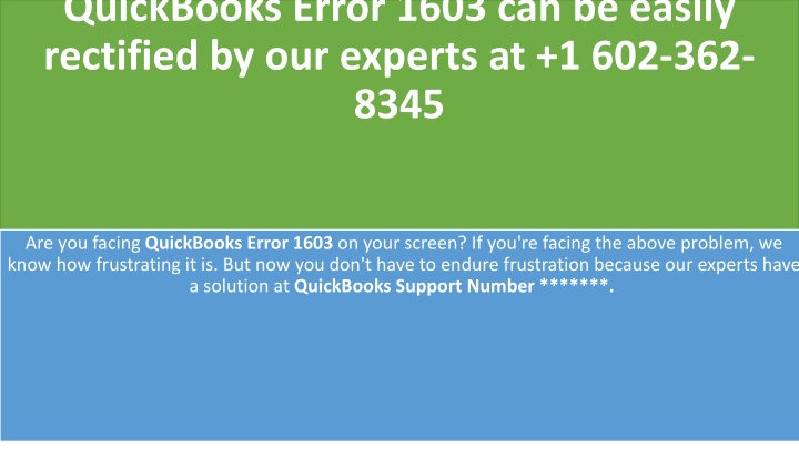 quickbooks error 1603 can be easily rectified