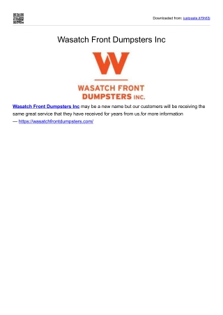 Wasatch Front Dumpsters Inc