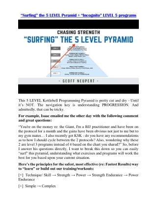 “Surfing” the 5 LEVEL Pyramid   “Incognito” LEVEL 5 programs