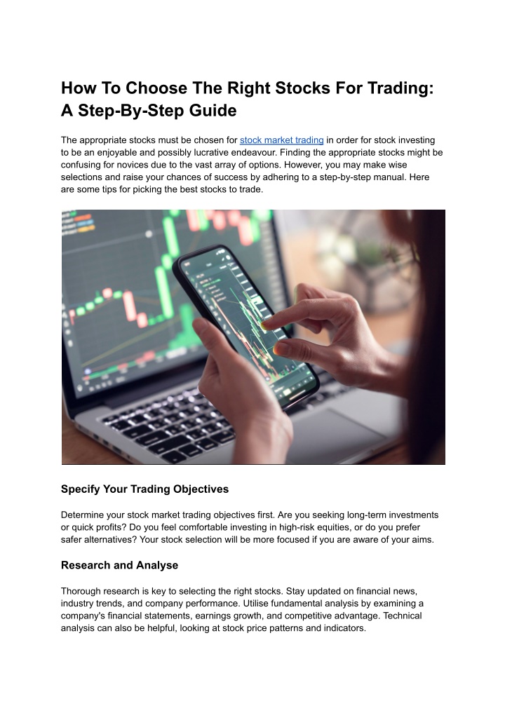 how to choose the right stocks for trading a step