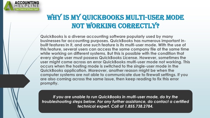 why is my quickbooks multi user mode not working correctly