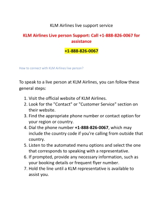 Connect with KLM Airlines Live Person: Expert Support @  1-888-826-0067