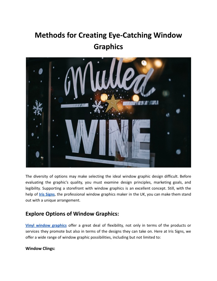 methods for creating eye catching window graphics