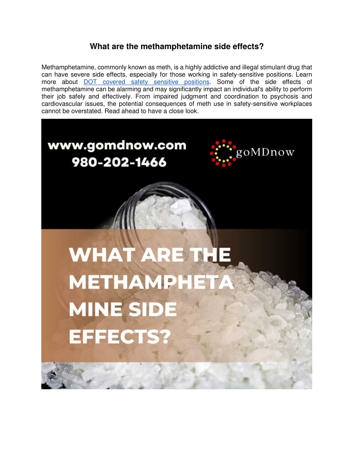 what are the methamphetamine side effects