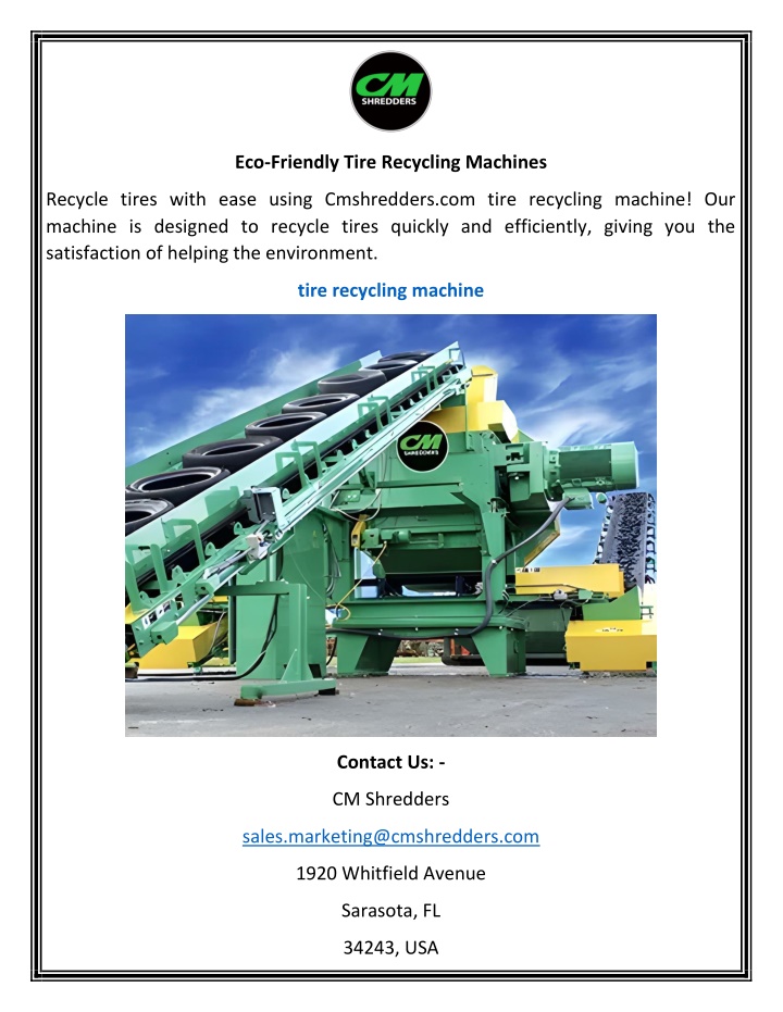 eco friendly tire recycling machines