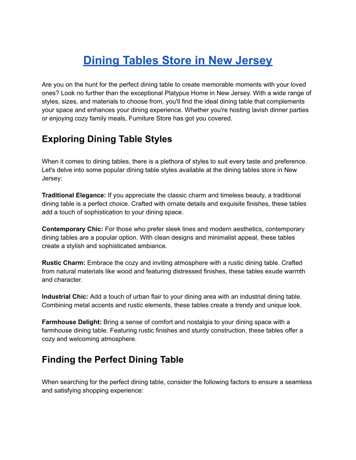 dining tables store in new jersey