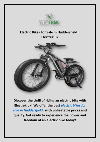 Electric Bikes For Sale In Huddersfield | Electrek.uk