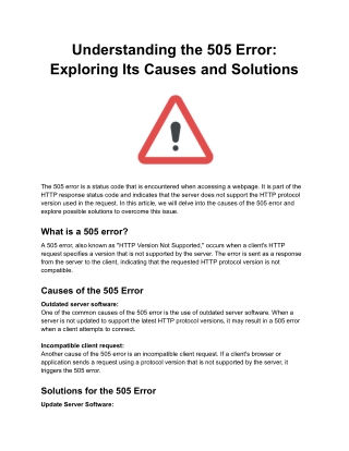 Understanding the 505 Error_ Exploring Its Causes and Solutions