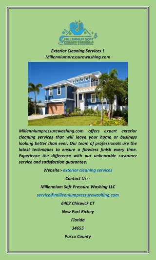 Exterior Cleaning Services  Millenniumpressurewashing