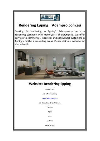 rendering epping adampro com au