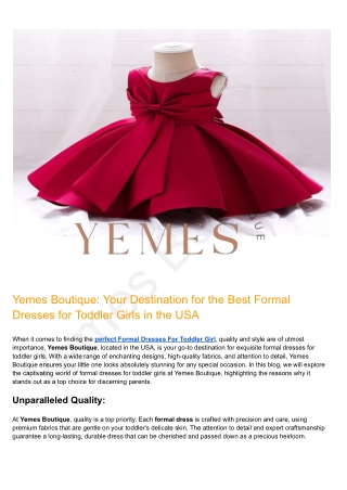 Yemes Boutique_ Your Destination for the Best Formal Dresses for Toddler Girls in the USA