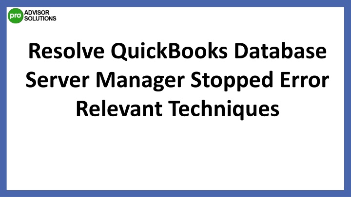 resolve quickbooks database server manager