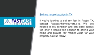 Sell My House Fast Austin Tx  Fastcashhomebuyers.org