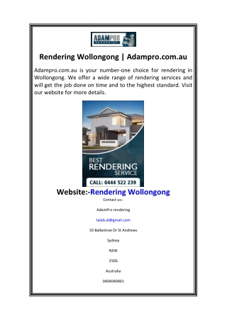 rendering wollongong adampro com au