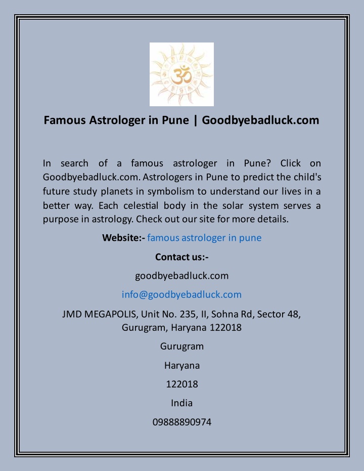 famous astrologer in pune goodbyebadluck com