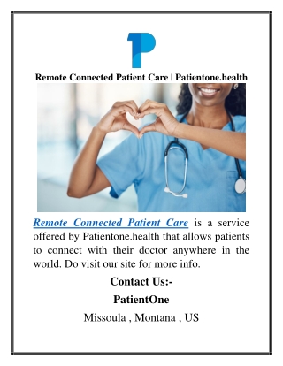 Remote Connected Patient Care Patientone.health