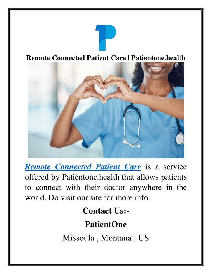 remote connected patient care patientone health
