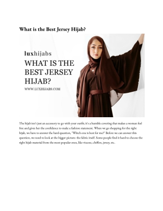 What is the Best Jersey Hijab?