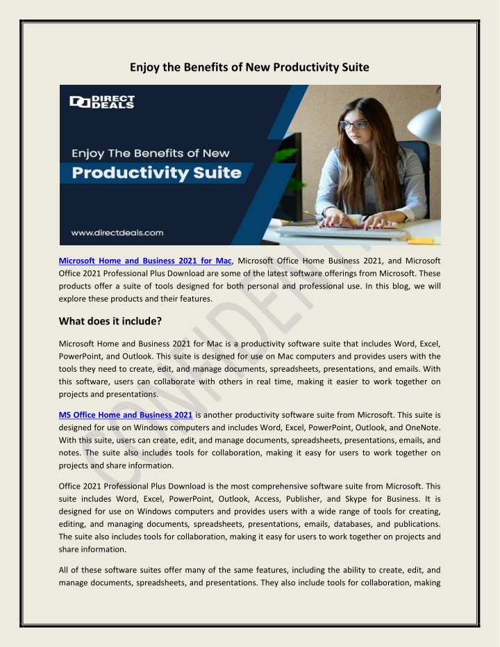 enjoy the benefits of new productivity suite