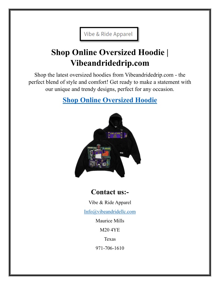 shop online oversized hoodie vibeandridedrip com