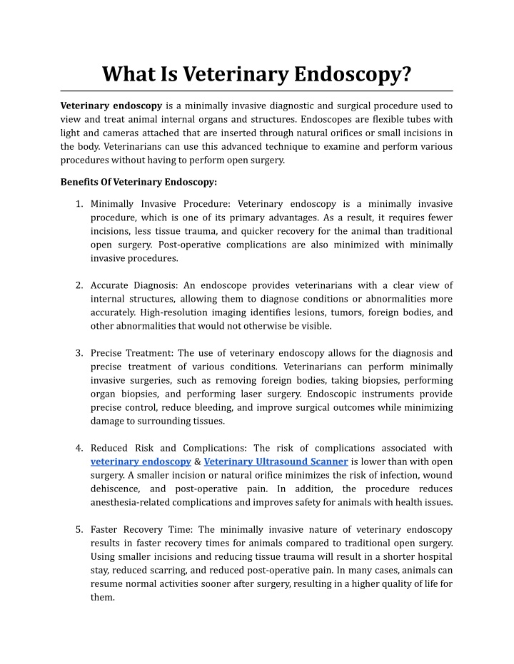 what is veterinary endoscopy