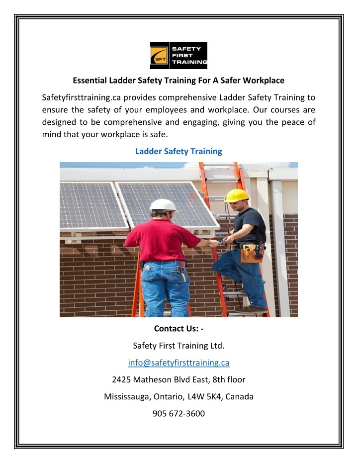 essential ladder safety training for a safer