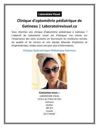 Clinique d'optométrie pédiatrique de Gatineau  Laboratoirevisuel.ca