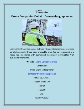 Drone Companies Dubai  Dronevideographer.ae