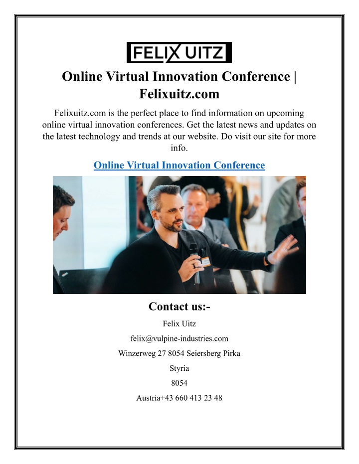 online virtual innovation conference felixuitz com