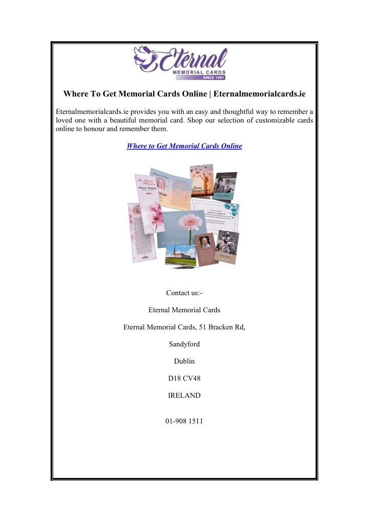 where to get memorial cards online