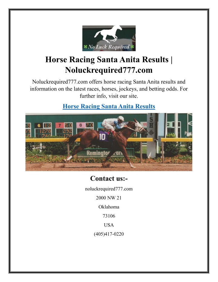 horse racing santa anita results