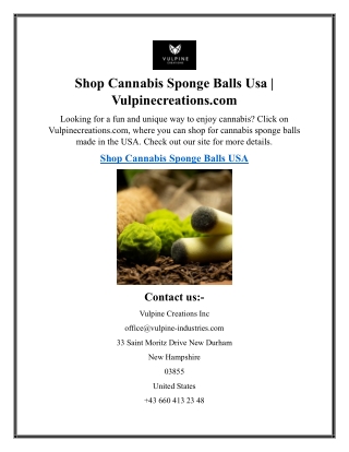 Shop Cannabis Sponge Balls Usa  Vulpinecreations