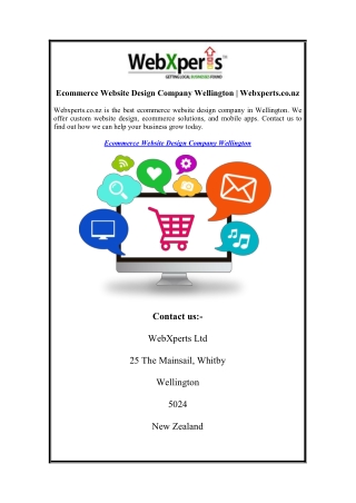 Ecommerce Website Design Company Wellington  Webxperts.co.nz