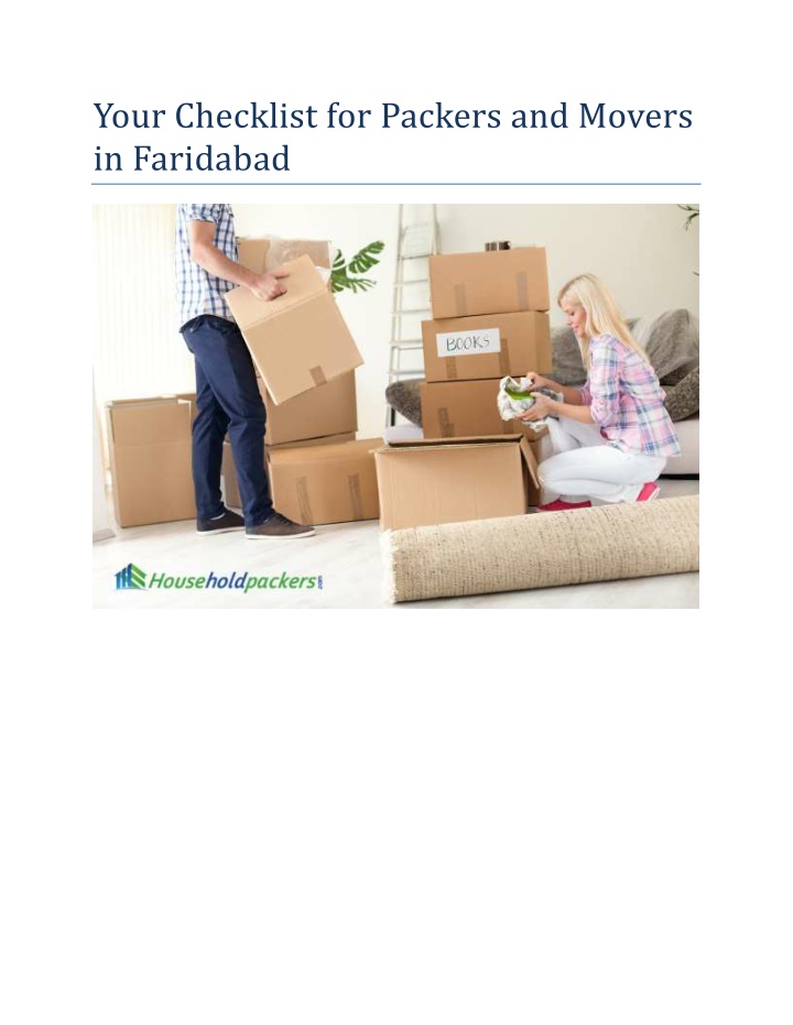 your checklist for packers and movers in faridabad