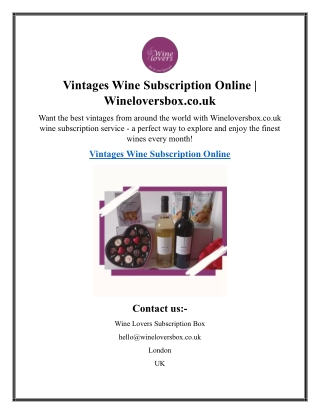 Vintages Wine Subscription Online  Wineloversbox.co.uk